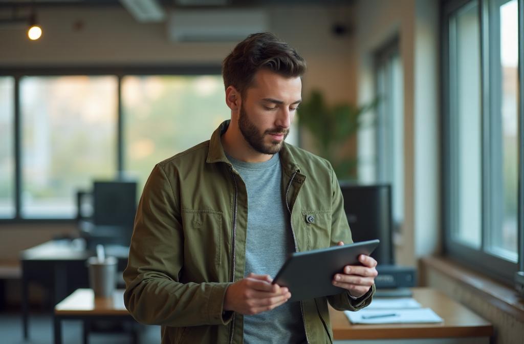 Ondernemer bekijkt resultaten